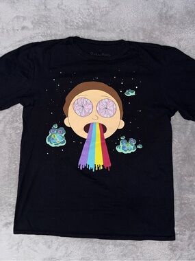 Mens Black Rick and Morty Rainbow Graphic tee
